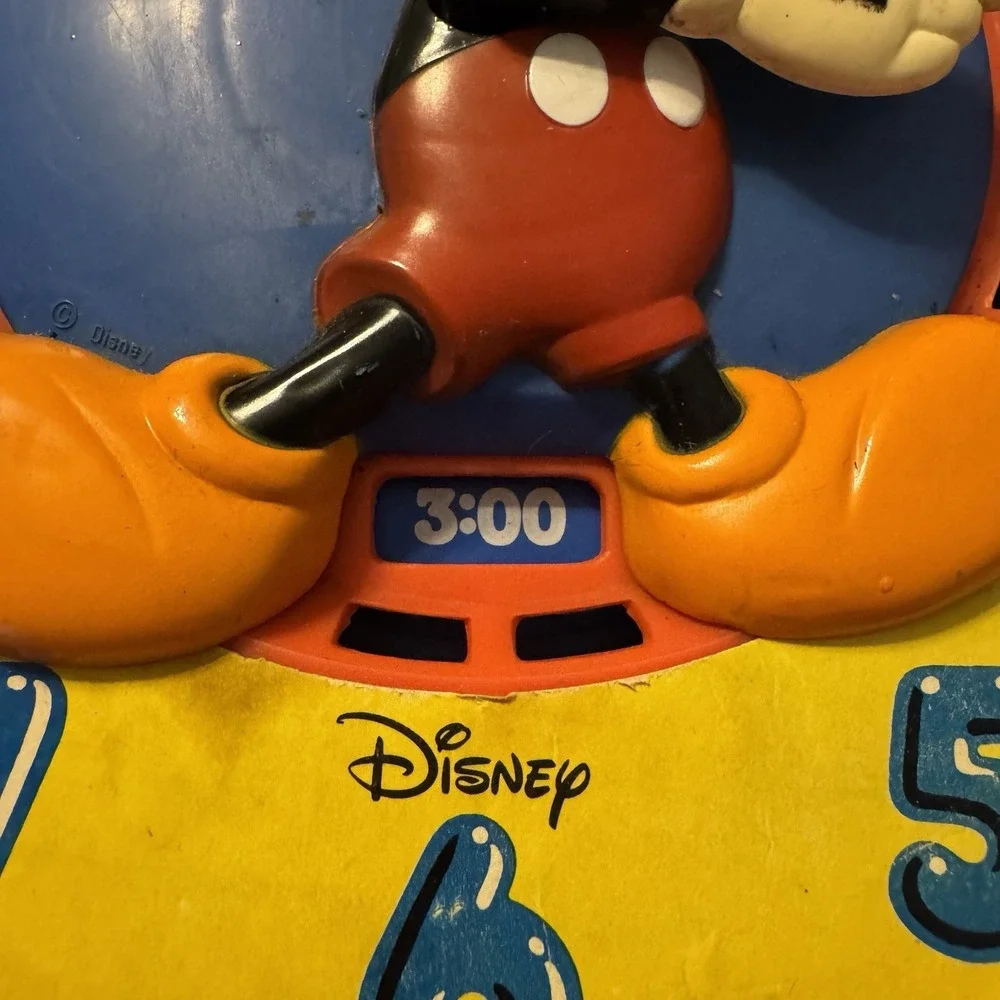Vintage Disney Mickey Mouse Talking Educational Teaching Toy Clock Sound Works